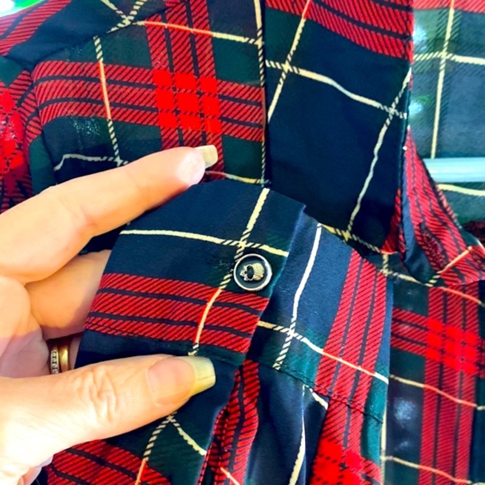 NU New York lightweight chiffon red plaid shirt